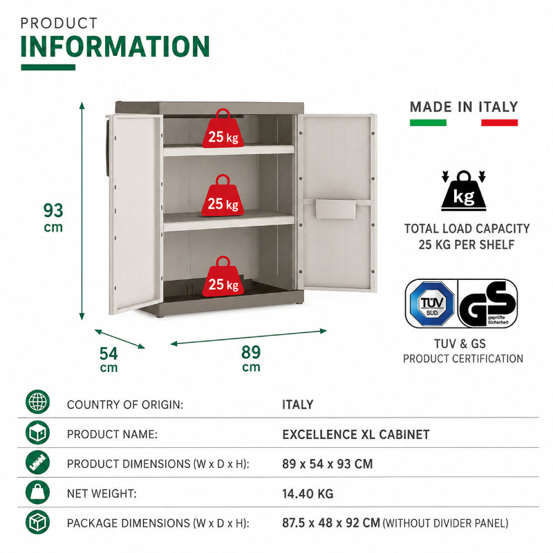 Keter Excellence XL Low — dimensions 89×54×93 cm