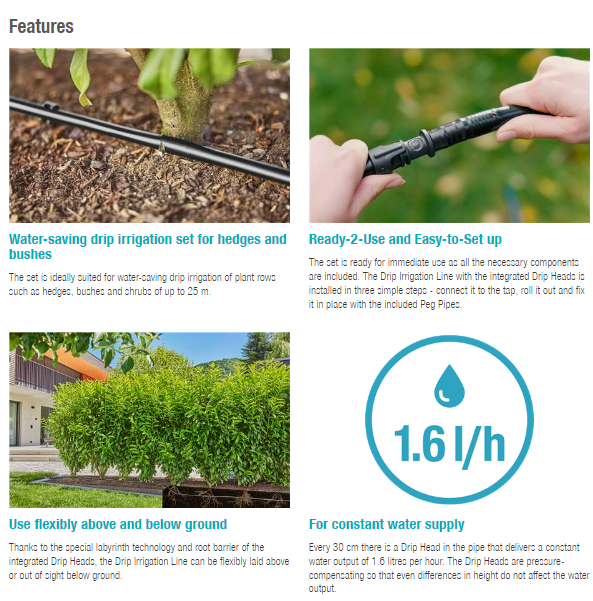 Gardena Micro-Drip-Irrigation Hedge/Bush Set (25 m) Garden Plus