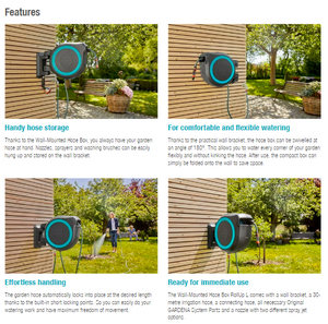 Gardena Wall-Mounted Hose Box RollUp L, 30m Garden Plus