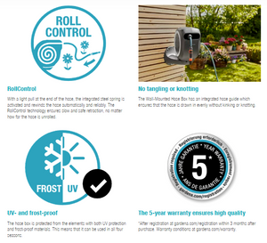 Gardena Wall-Mounted Hose Box RollUp S, 15m Garden Plus