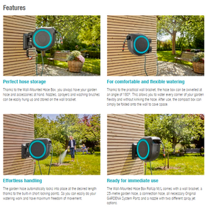 Gardena Wall-Mounted Hose Box RollUp M/L, 25m Garden Plus