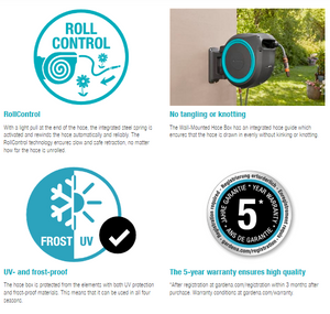 Gardena Wall-Mounted Hose Box RollUp M/L, 25m Garden Plus