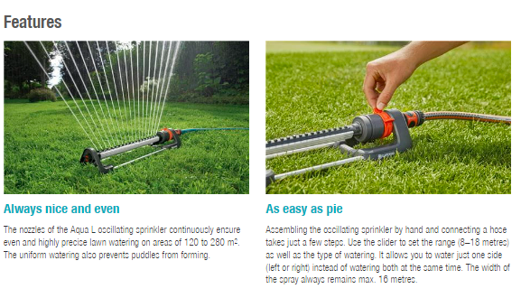 Gardena Oscillating Sprinkler Aqua L Garden Plus