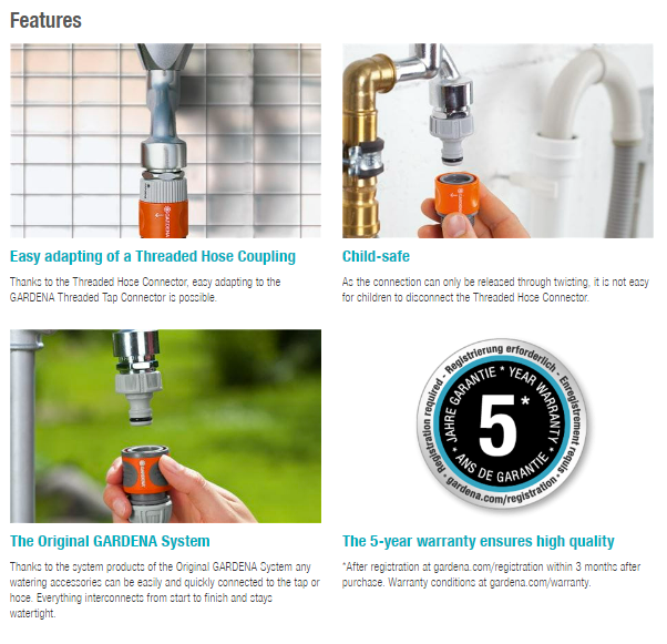 Gardena Threaded Hose Connector 26.5 mm (G 3/4") Garden Plus