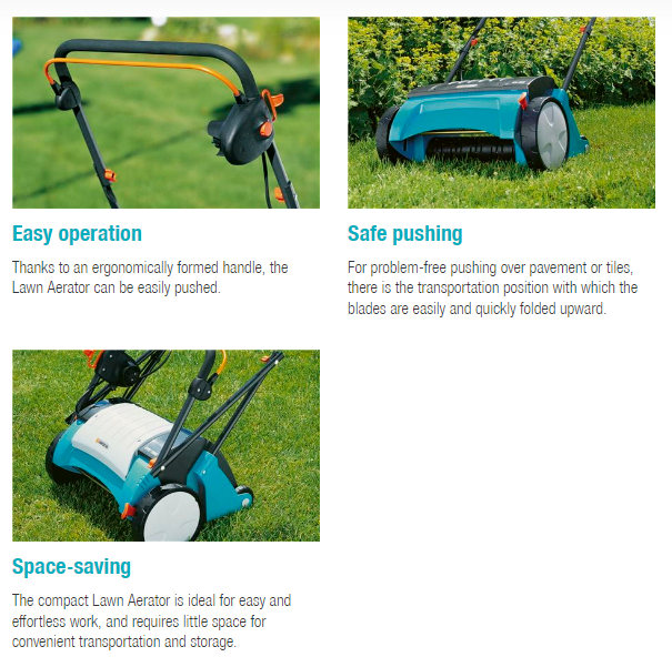 GARDENA EVC 1000 Electric Lawn Aerator / Scarifier 4068-20