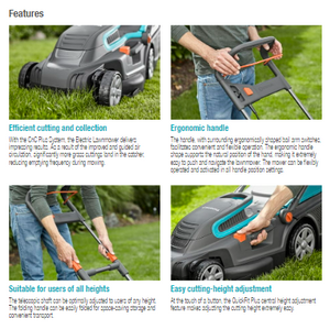 Gardena Electric Lawnmower PowerMax™ 1800/42 ready-to-use Set Garden Plus