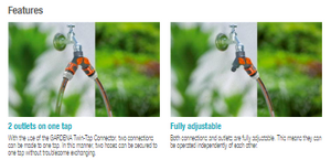 Gardena Twin Tap Connector 26.5 mm (G 3/4") Garden Plus