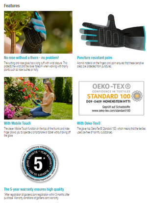 Gardena Cutting and Rose Glove L Garden Plus
