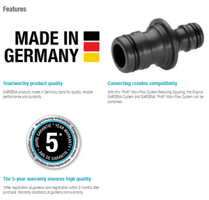 Gardena “Profi” Maxi-Flow System Reducing Coupling Garden Plus