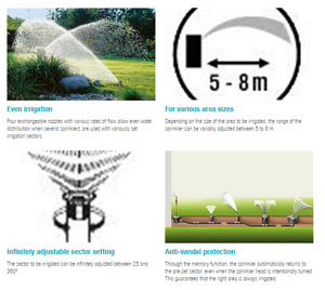 Gardena Turbo-driven Pop-up Sprinkler T 200 Garden Plus