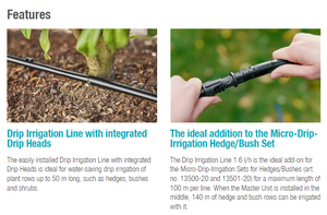 Gardena Drip Irrigation Line for bushes or hedges (25 m) Garden Plus
