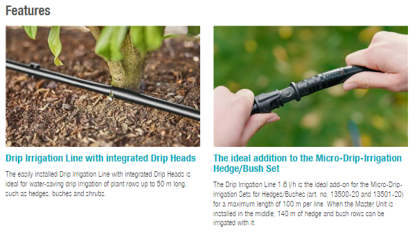Gardena Drip Irrigation Line for bushes/hedges (50 m) Garden Plus