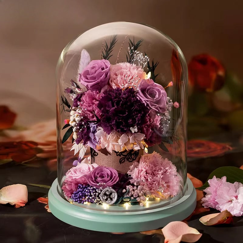 Preserved Carnation Hug Bucket with Ambient Light