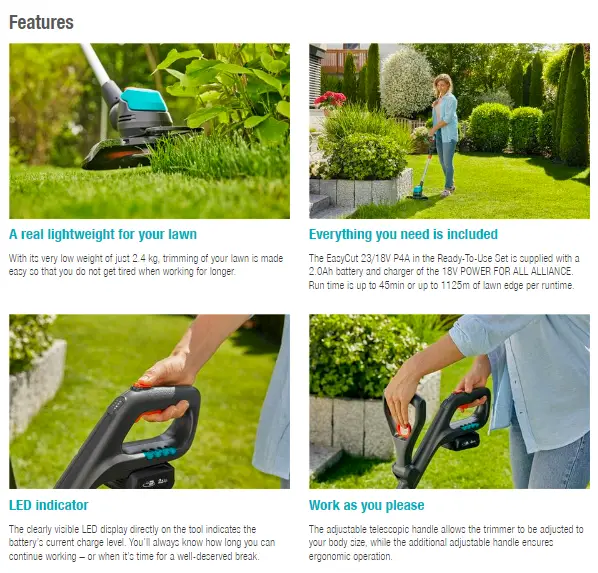 GARDENA EasyCut 23/18V P4A Cordless Trimmer Set 14700-40