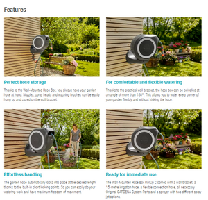 Gardena Wall-Mounted Hose Box RollUp S, 15m Garden Plus