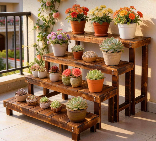Outdoor Wood Flower Stand