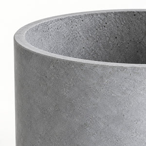 Cylinder cement planter — curved rim and upper interior cement texture