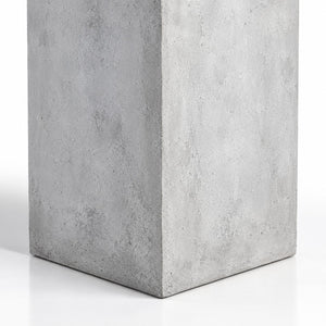 Tall square cement planter exterior corner and surface detail