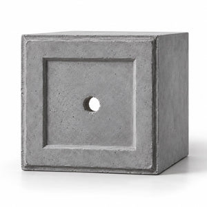 Square cement planter — recessed base and central drainage hole