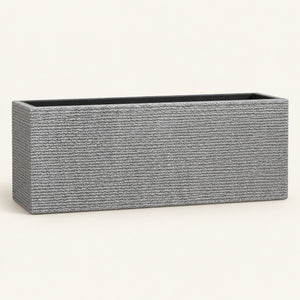 RevoLumini 花園長方形花槽 — Faux Limestone Grey / 仿石灰岩灰 — 米白背景主圖