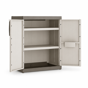 Keter Excellence XL Low cabinet — open, two shelves and base