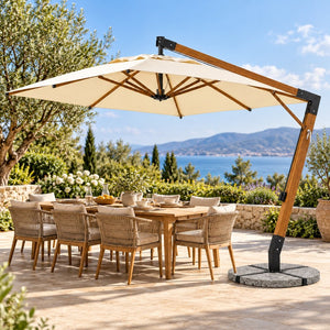 LEKKA LS-017 Large Aluminium Cantilever Umbrella - garden scene