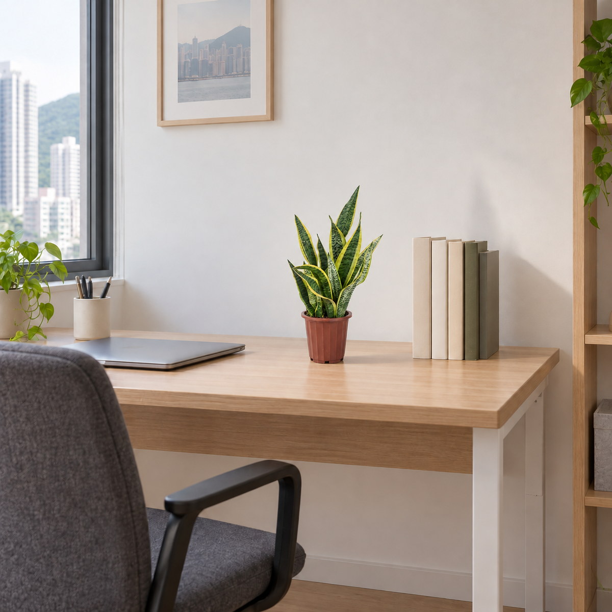 Dracaena trifasciata in a simply furnished room