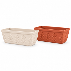 PRM rectangular planter box in cream and brick red