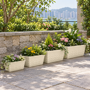 PRM rectangular planters in four sizes on a Hong Kong patio