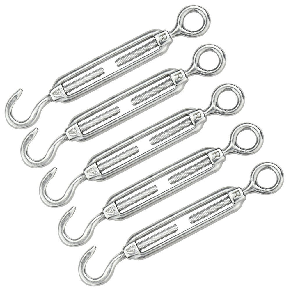 M8 Stainless Steel 304 Hook & Eye Turnbuckle 5pcs