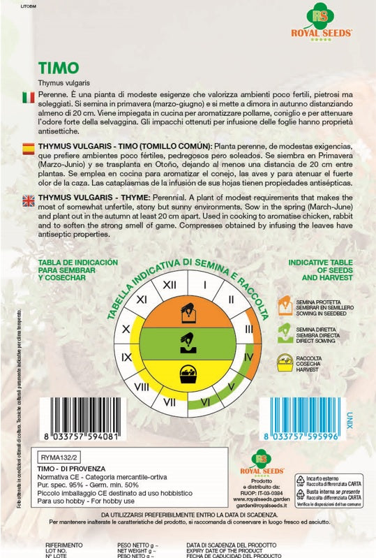 Thyme - Royal Seed RMYA132/2 Garden Plus