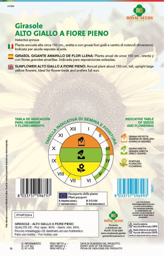 Girasol Sunflower Royal Seed RYMA329/4 Garden Plus