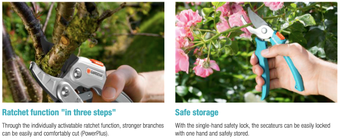 Gardena Comfort Ratchet Secateurs SmartCut Garden Plus