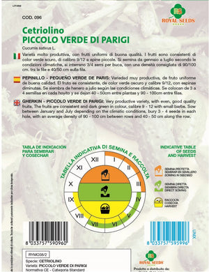 Gherkin Mini Green Of Paris - Royal Seed RYMO38/2 Garden Plus