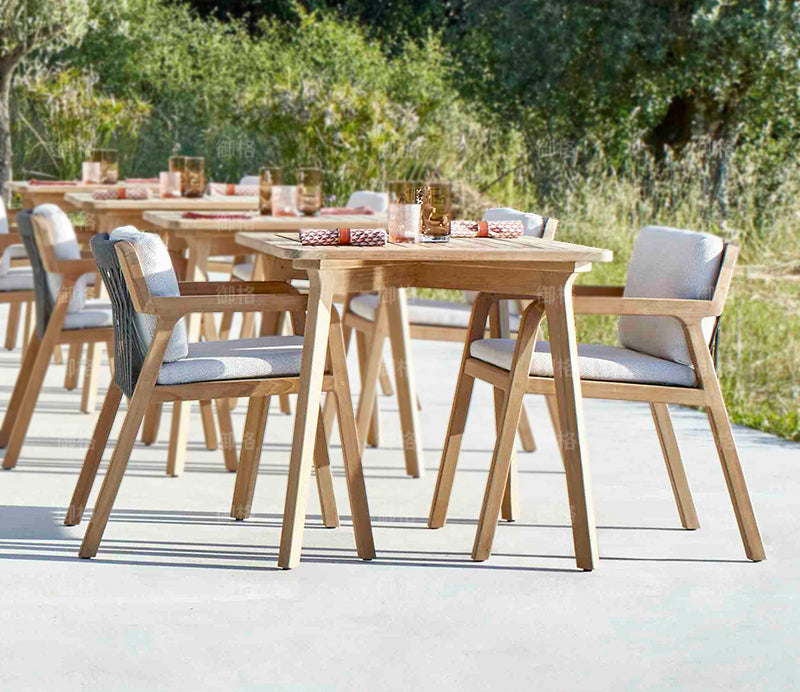 Teak Rattan Table and Chair Set Garden Plus