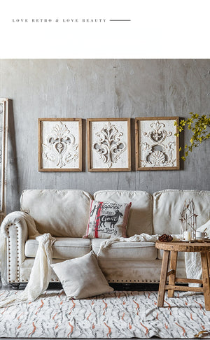 Retro Nostalgic Wall Hanging Wood Carving Panel Garden Plus