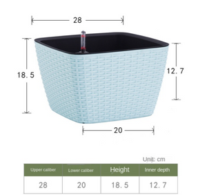 Leizisure Self-Watering Planter Low-Trapezoid Rattan Style Flowerpot Garden Plus