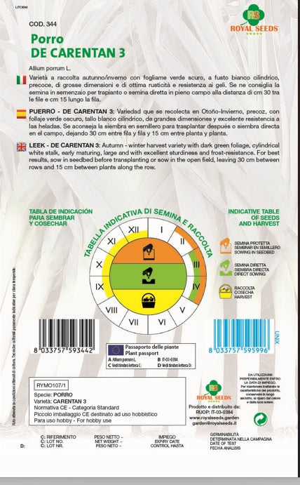 Leek- Royal Seed RYMO107/1 - COD.344 Garden Plus