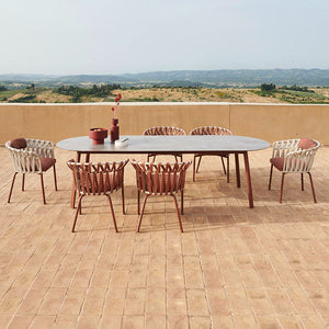 Stone surface Desk & Rattan Chair Combination Garden Plus