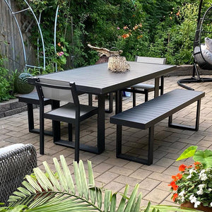 Solid Wood Long Table and Bench Garden Plus