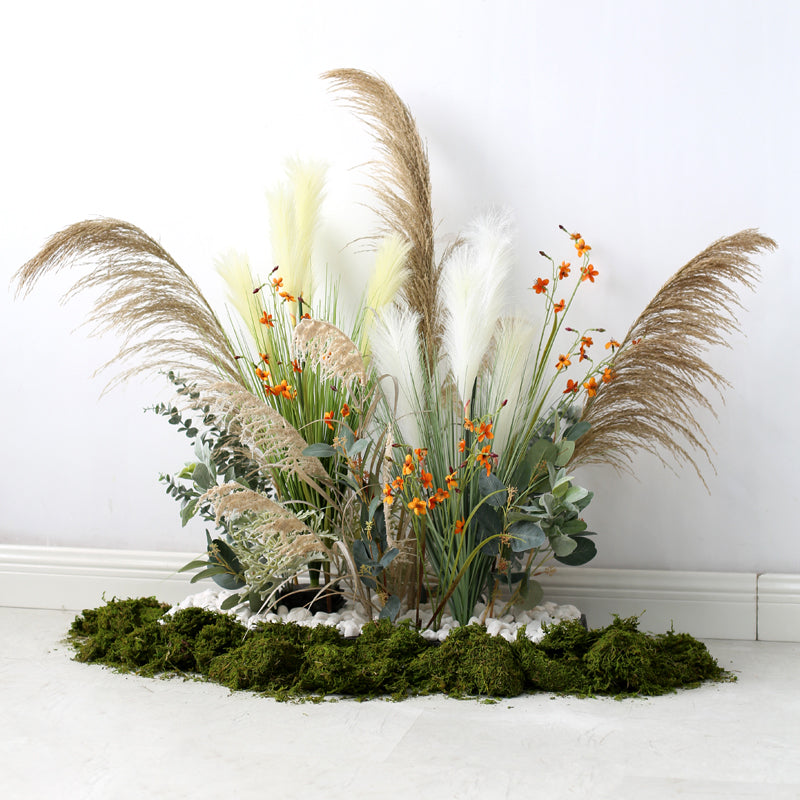 Large Green Plant Reed Landscape Fake Flower and Grass Decoration Pieces Garden Plus