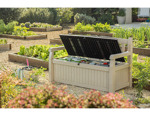 Keter Eden Outdoor Storage Backrest Leisure Bench Garden Plus