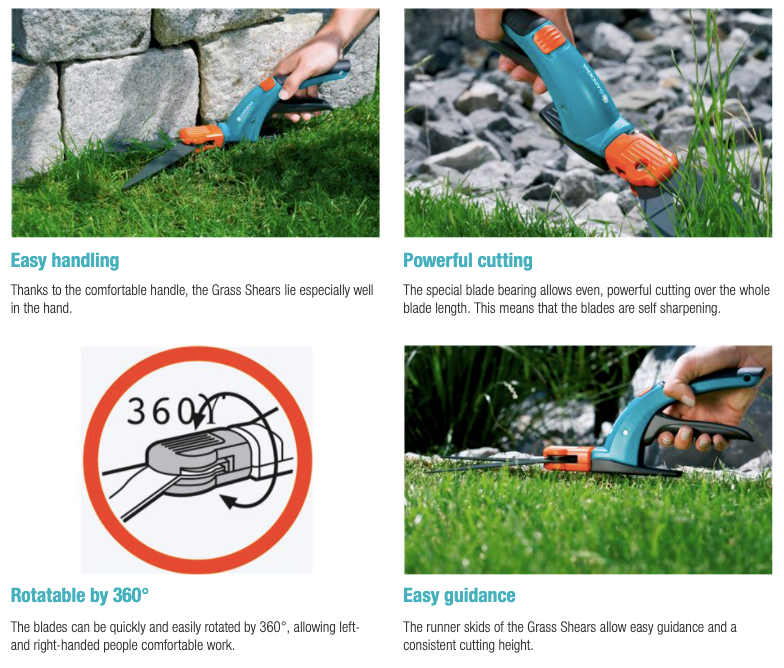 Gardena Comfort Grass Shears, rotatable Garden Plus