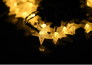 Solar LED star light string for outdoor garden lighting