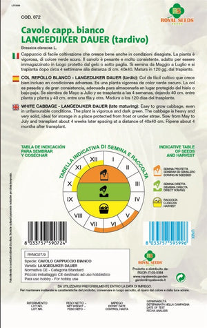 White Cabbage - Royal Seed RYMO27/9 - COD.072 Garden Plus