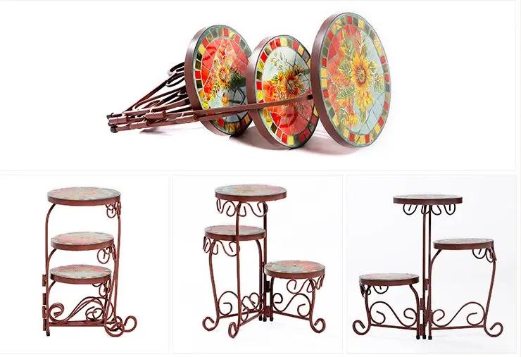 American Country Home Three-layer Foldable Flower Stand Garden Plus