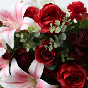 Artifical Red Rose and Lily Hanging Flower for Ceremony or Banquet Decoration Piece Garden Plus