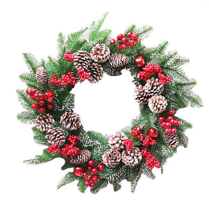 Artificial Christmas Red Berries & Pine Fruits Door Wreath Garden Plus