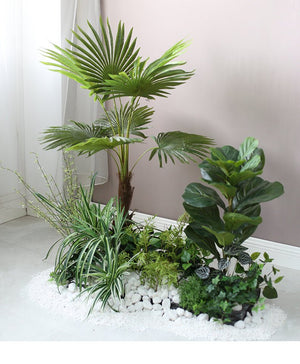 Artificial Indoor Landscape Gardening Palm Potted Plants PIece Garden Plus
