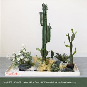 Artificial Landscape Set Tropical Cactus Planter Flower Decoration Piece Garden Plus